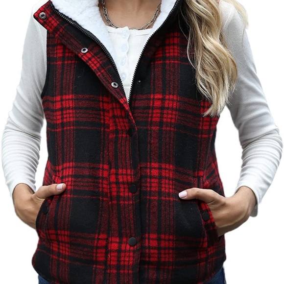 ❌SOLD❌ Red Plaid Vest - Picture 2 of 5